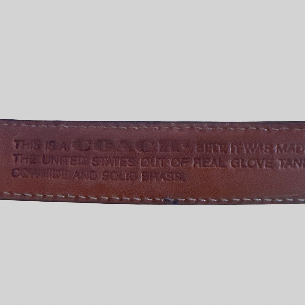 Vintage Coach Black Leather Men's Belt SZ 38  One Inch wide  #6600 Brass Buckle! - Picture 9 of 12